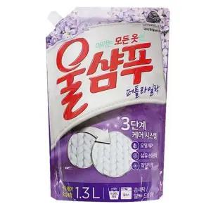 애경 울샴푸 라일락 1.3L 세탁 액상 중성 세제 리필 빨래세제 섬유유연제