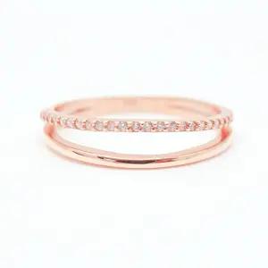 14k 두 줄 큐빅 반지 OPLAR0534