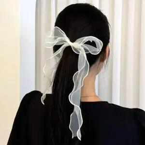 스카프 쉬폰 ZF 왕리본 머리끈 아이보리