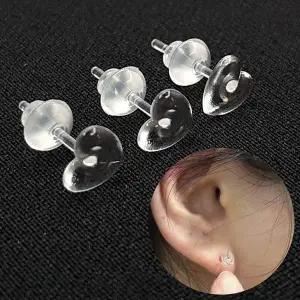 ZF 실리콘 귀걸이 투명 10P 하트 피어싱