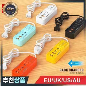 멀티 포트 USB 충전 소켓 PD 고속 어댑터 파워 스트립 타입 C 퀵 차지 EU/US/UK 플러그 월 충전기