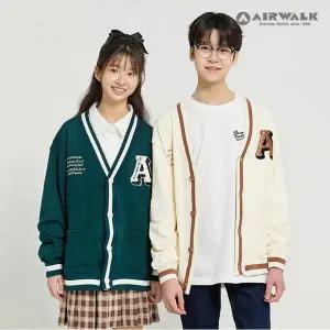 [보리보리/에어워크 주니어]주니어 배색 포인트 브이넥 가디건