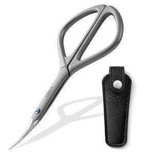 괴솔 큐티클 가위 다목적 초미세 곡선 420 스테인리스 스틸, 눈썹용 정밀 뾰족한 팁 그루밍 가위, 각질, 매니큐어, 속눈썹, 가죽 케이스 포함