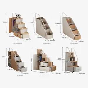 이층침대 수납장 계단 사다리 기숙사 안전바 난간 서랍형 서랍장 원목