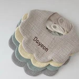 플라워 턱받이 침받이 자수턱받이 은화 영유아 앞치마 아기 신생아 [fAC665C]