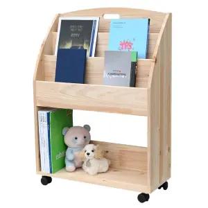 카달록 전면책꽂이 원목이동식4단잡지대60 꽂이