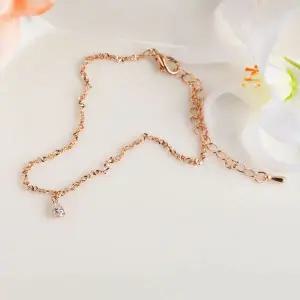 시후주얼리 로즈골드 시뮬럿다이아 물방울 펜던트 체인 여성 팔찌