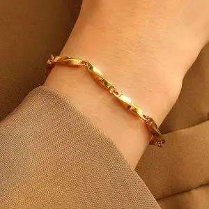 4mm 도금 팔찌 17cm 여성 쥬얼리 여자 골드 레이어드 체인 꽈베기