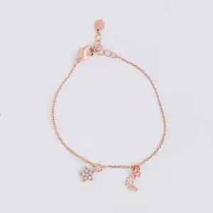 시후주얼리 로즈골드 시뮬럿다이아 별 달 펜던트 체인 여성 팔찌