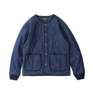 남친 빈티지 청 코트 블루 인디고 루즈핏 재킷 다운 점퍼 노칼라 누빔 원픽5