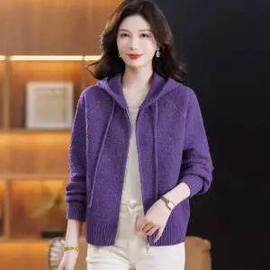 여사친 레드 니트 가디건 봄옷 슬림 카디건 상의 후드 원픽1