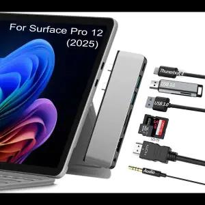 서피스 프로 12 도킹 스테이션 허브 및 어댑터 4K HDMI 썬더볼트 4 USB3.0 3.5mm 오디오 SDTF 카드 슬롯 포