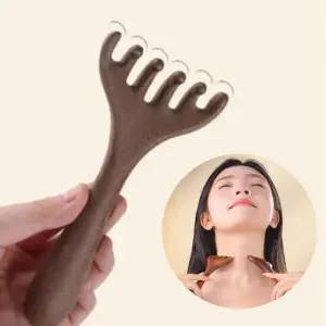 [콩심팥심]머리지압 두피 괄사빗 우드 마사지기 얼굴 바디 빗 시원한 마사지