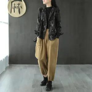 청 가을 빈티지 여자 정장넥 자켓 프린트 코트 원템1