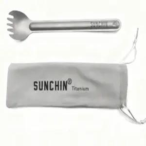 선친 티타늄 롱핸들 스팍 배낭 여행용 캠핑 도구 세트 포크 스푼(캐리백 포함)