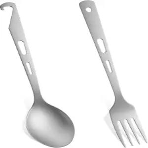 티타늄 스푼 포크 세트 스포크 캠핑 도구 초경량 배낭 여행 내열성 및 방청 등산 생존 장비