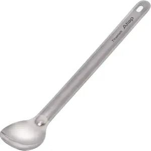 ATiAP 티타늄 스푼 긴 손잡이 폴리싱 엔드 백패킹 볼 캠핑 야외 피크닉 플랫웨어