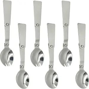 Maydahui 6 PCS 접이식 숟가락 및 포크 SUS 18/10 (304 ) 스테인리스 샐러드 보온병 여행용 휴대용