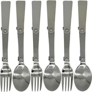 마이다후이 6PCS 접이식 스푼포크 휴대용 캠핑 커틀러리 SUS 18/10 (304 ) 스테인리스 스틸 스포크 다용도