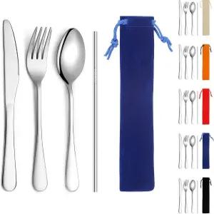 카이라톤 휴대용 식기 재사용 가능한 캠핑용 벤투 박스 학교/직장/사무실/야외용 실버웨어 식기세척기 안전