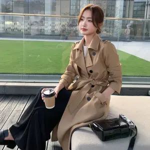 여사친 가을 갈색 롱 트렌치코트 프렌치 무드 키다리 OP3