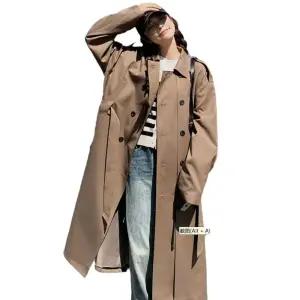 롱 베이지 여사친 캐주얼 트렌치코트 연한 헨리넥 봄가을 코트 OP3