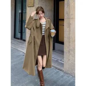 여사친 가을 롱 트렌치코트 헨리넥 슬림핏 하이 스트링 클래식 OP3