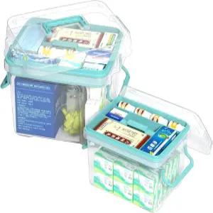 Covetree 2팩 투명 플라스틱 의약품 보관 정리함 및 구급 상자 - 다층 보관함 내구성 있는 가정 사무실