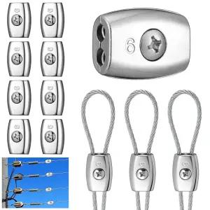 목스와이니 10개 전기 로프 커넥터 6mm 폴리 펜스 농업용 울타리 연결용 스플라이서 아연 도금 강철