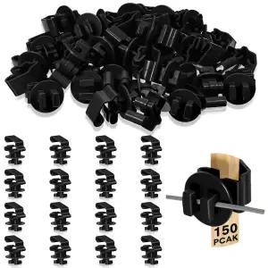 가이저레일리 150개 블랙 T 포스트 절연체 전기 울타리 게시물 와이어 표준 스너그 피팅 농업 목장용 클립