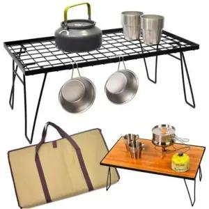 접이식 낚시 캠핑 테이블 메쉬 우드상판 멀티 테이블