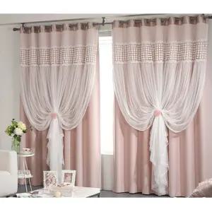 지나송 봉 암막 커튼 데일리 웨딩스타일 특대형 핑크 BNA
