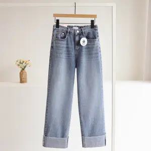 [잇수다] 뉴드렌 롤업 와이드 뒷밴딩 중청 데님 팬츠 (S-XL)