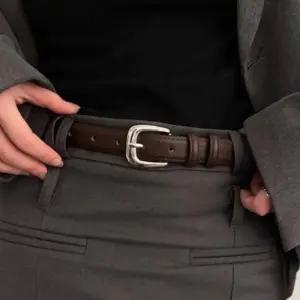 여성 슬림 미니 버클 기본 가죽 일상용 벨트