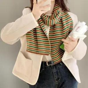 [신상오픈런]여성 겨울 배색 스트라이프 머플러 목도리 (42240458)