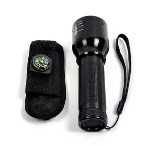 ( )휴대용 파우치 LED 손전등 고강도 나침반 등산 캠핑 경비원 후레쉬 ZOOM