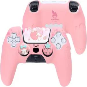 PS5 컨트롤러용 Kuitmor 컨트롤러 스킨 부드러운 실리콘 보호 커버 케이스 미끄럼 방지 쉘 엄지 그립 캡