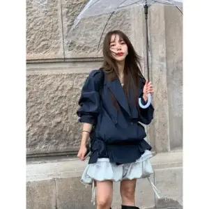 여사친 가을 빈티지 사이드 스트링 긴팔 트렌치코트 코트 슬림핏 더블 트렌치 OP3