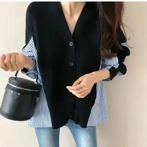 투피스 페이크 여친 니트 가을 셔츠 스트라이프 카디건 OP3