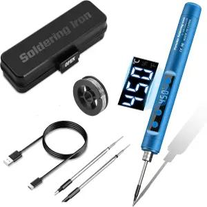 무선 납땜 언 키트 - 1100mAh USB 충전식 휴대용 건 가전제품 수리 DIY를 위한 LCD 디지털 조절 온도