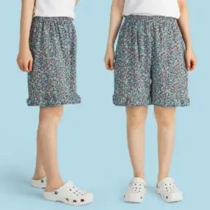 여성 여자 여름 꽃무늬 냉장고 몸빼 파자마 잠옷 홈웨어 5부 밴딩 반 바지