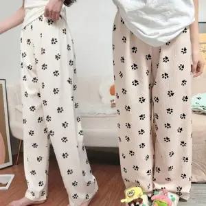 여자 홈웨어 발바닥 귀여운 패턴 부드럽고 시원한 바지 잠옷 파자마 여름 캐릭터