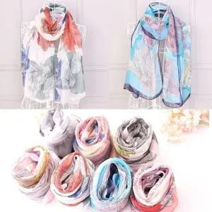 스프링 연꽃 쉬폰 롱 스카프 여름 여성 여자 간절기 쉬폰 롱 시폰 스카프 여자 중년 간절기 여성 여름