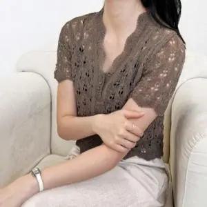 반팔 여름 펀칭 니트 봄여름 카디건 데이트 출근 코디 봄여름