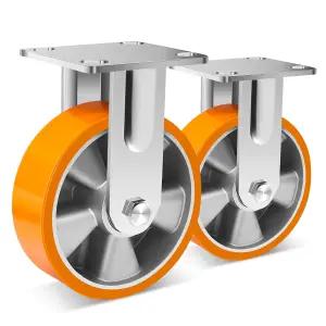 W B D WEIBIDA 6인치 산업용 고정 캐스터(2팩) 알루미늄 휠의 유지보수가 필요 없는 폴리우레탄
