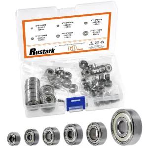 루스타크 60Pcs 6사이즈 카본 스틸 볼 베어링 딥 그루브 이중 차폐 가구 휠 스케이트보드 스쿠터용