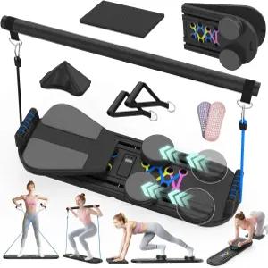 필라테스 보드 리포머 여성용 세트 타이머가 장착된 접이식 장비 7대 1 홈 운동 피트니스 앱 코어용 휴대용