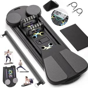 필라테스 보드 15 in 1 리포머 세트 저항 밴드가 있는 접이식 머신 홈 키트 운동용 휴대용 Ab 트레이너