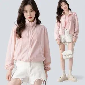 크롭 카라 바람막이 바스락 여름 경량바람막이 숏