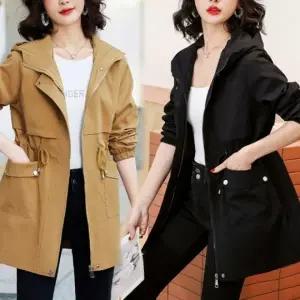 여성용 봄 가을 후드 야상 바람막이 집업 점퍼 간절기 경량 아우터 자켓 봄잠바 윈드브레이커 롱바람막이